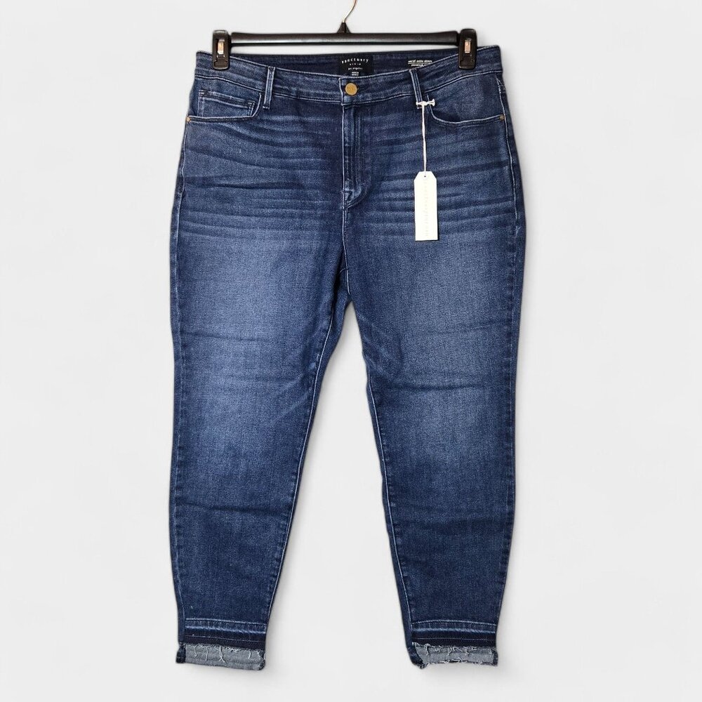 Sanctuary Curve Social Standard Step Hem Skinny Ankle Jeans 18W Elysian Blue NWT